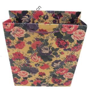 Gift Shopping Bag, Material:Kraft Paper, Size: about 24cm wide, 33cm high, 8cm bottom wide, Sold by Box