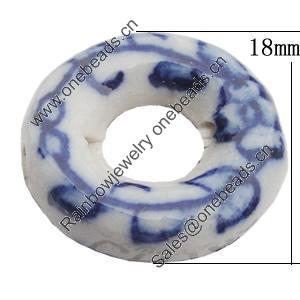 Ceramics Beads, Donut 18mm Hole:2mm, Sold by Bag