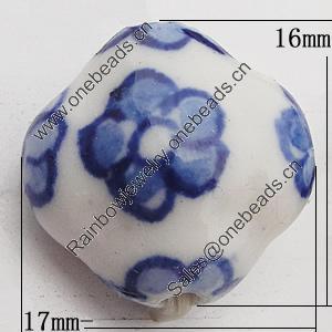 Ceramics Beads, Diamond 16x17mm Hole:2mm, Sold by Bag