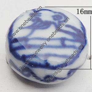 Ceramics Beads, Flat Round 16mm Hole:2mm, Sold by Bag