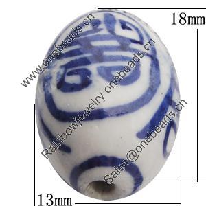 Ceramics Beads, Oval 18x13mm Hole:2mm, Sold by Bag