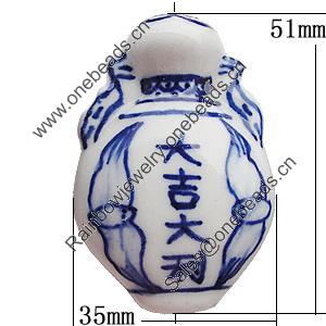 Ceramics Beads, Bottle 51x35mm Hole:3mm, Sold by Bag