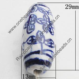 Ceramics Beads, Oval 29x13mm Hole:2.5mm, Sold by Bag
