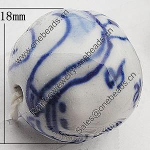 Ceramics Beads, Round 18mm Hole:2.5mm, Sold by Bag