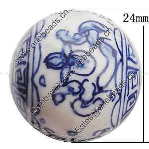 Ceramics Beads, Round 24mm Hole:2.5mm, Sold by Bag