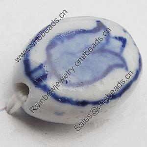 Ceramics Beads, Flat Oval 11x14mm Hole:2.5mm, Sold by Bag