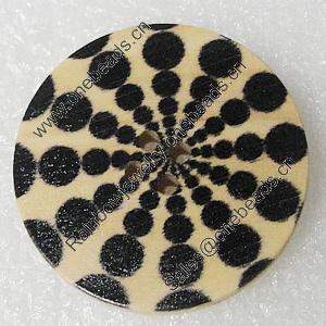 Wood Button, Costume Accessories, Flat Round 38mm in diameter, Hole:2.5mm, Sold by Bag 