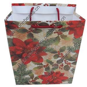 Gift Shopping Bag, Material:Paper, Size: about 25cm wide, 33cm high, 10cm bottom wide, Sold by Box