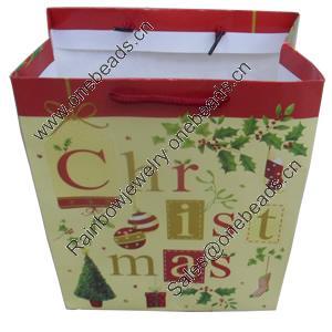 Gift Shopping Bag, Material:Paper, Size: about 30cm wide, 39cm high, 10.5cm bottom wide, Sold by Box