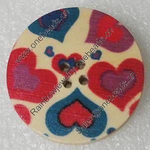 Wood Button, Costume Accessories, Flat Round 30mm in diameter, Hole:2.5mm, Sold by Bag 