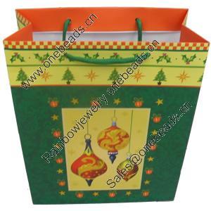 Gift Shopping Bag, Material:Paper, Size: about 25cm wide, 33cm high, 10cm bottom wide, Sold by Box