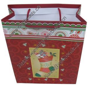 Gift Shopping Bag, Material:Paper, Size: about 30cm wide, 39cm high, 10.5cm bottom wide, Sold by Box