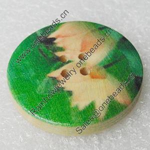 Wood Button, Costume Accessories, Flat Round 30mm in diameter, Hole:2.5mm, Sold by Bag 