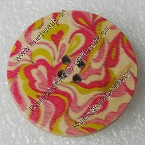 Wood Button, Costume Accessories, Flat Round 38mm in diameter, Hole:2.5mm, Sold by Bag 