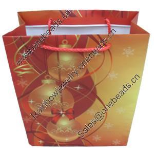 Gift Shopping Bag, Material:Paper, Size: about 30cm wide, 39cm high, 10.5cm bottom wide, Sold by Box