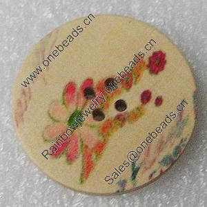 Wood Button, Costume Accessories, Flat Round 40mm in diameter, Hole:2.5mm, Sold by Bag 