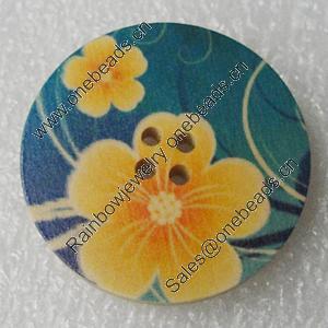 Wood Button, Costume Accessories, Flat Round 20mm in diameter, Hole:2.5mm, Sold by Bag 