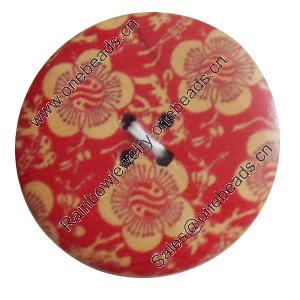 Wooden Button, Flat Round, 15mm, Hole:Approx 2mm, Sold by PC