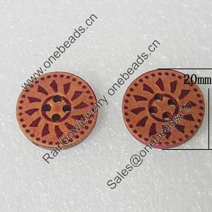 Wood Button, Costume Accessories, Flat Round 20mm in diameter, Hole:2mm, Sold by Bag 