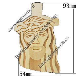 Wooden Jewelry Pendants, 93x54mm Hole:3mm, Sold by PC