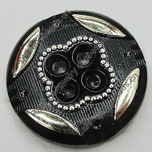 Plastic Button, Costume Accessories, Flat Round 30mm in diameter, Hole:3.5mm, Sold by Bag 