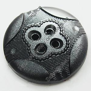 Plastic Button, Costume Accessories, Flat Round 25mm in diameter, Hole:3mm, Sold by Bag 