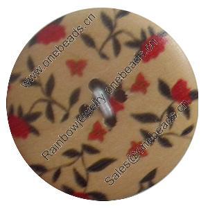 Wooden Button, Flat Round, 15mm, Hole:Approx 2mm, Sold by PC