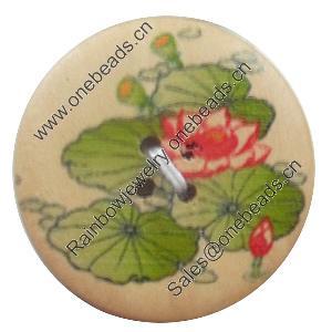 Wooden Button, Flat Round, 18mm, Hole:Approx 2mm, Sold by PC