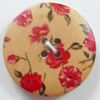 Wooden Button, Flat Round, 15mm, Hole:Approx 2mm, Sold by PC