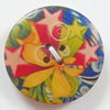 Wooden Button, Flat Round, 15mm, Hole:Approx 2mm, Sold by PC