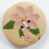 Wooden Button, Flat Round, 15mm, Hole:Approx 2mm, Sold by PC