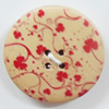 Wooden Button, Flat Round, 15mm, Hole:Approx 2mm, Sold by PC