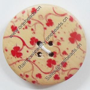 Wooden Button, Flat Round, 18mm, Hole:Approx 2mm, Sold by PC