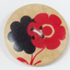 Wooden Button, Flat Round, 15mm, Hole:Approx 2mm, Sold by PC