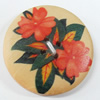 Wooden Button, Flat Round, 15mm, Hole:Approx 2mm, Sold by PC