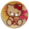 Wooden Button, Flat Round, 15mm, Hole:Approx 2mm, Sold by PC