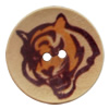 Wooden Button, Flat Round, 15mm, Hole:Approx 2mm, Sold by PC