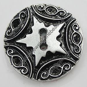 Plastic Button, Costume Accessories, Flat Round 18mm in diameter, Hole:2mm, Sold by Bag 