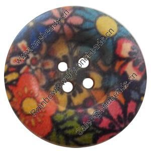 Wooden Button, Flat Round, 18mm, Hole:Approx 2mm, Sold by PC