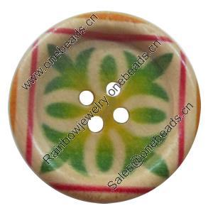 Wooden Button, Flat Round, 15mm, Hole:Approx 2mm, Sold by PC