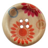 Wooden Button, Flat Round, 15mm, Hole:Approx 2mm, Sold by PC