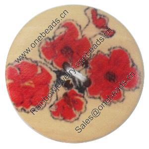 Wooden Button, Flat Round, 18mm, Hole:Approx 2mm, Sold by PC