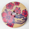 Wooden Button, Flat Round, 15mm, Hole:Approx 2mm, Sold by PC