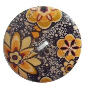 Wooden Button, Flat Round, 15mm, Hole:Approx 2mm, Sold by PC