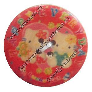 Wooden Button, Flat Round, 20mm, Hole:Approx 2mm, Sold by PC