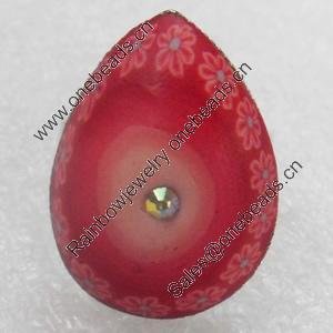 Iron Ring with Fimo, Teardrop, 19x26mm, Ring:18mm inner diameter, Sold by Box