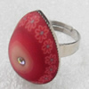 Iron Ring with Fimo, Teardrop, 19x26mm, Ring:18mm inner diameter, Sold by Box