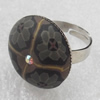 Iron Ring with Fimo, Flat Round, 21mm, Ring:18mm inner diameter, Sold by Box