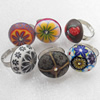 Iron Ring with Fimo, Flat Round, Mix colour & Mix style, 25mm, Ring:18mm inner diameter, Sold by Box