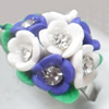 Iron Ring with Fimo Flower, 25-35mm, Mix colour & Mix style, Ring:18mm inner diameter, Sold by Box